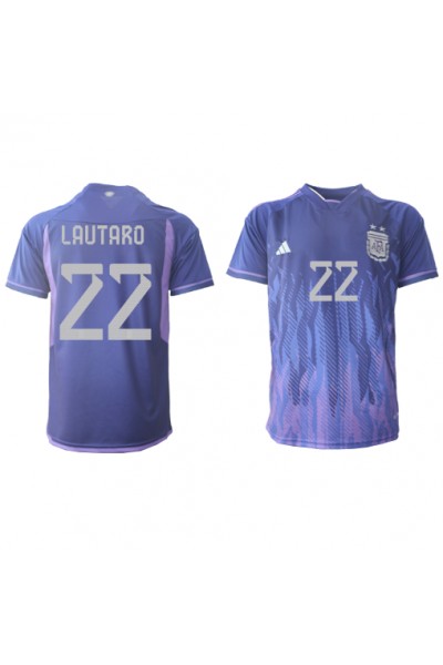 Fotbalové Dres Argentina Lautaro Martinez #22 Venkovní Oblečení MS 2022 Krátký Rukáv
